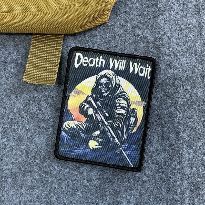 Parche con estampado de Calavera, insignia de moral táctica militar, gancho y lazo, brazalete, mochila, apliques de ropa, pegatinas de decoración - imagen 4