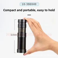 Telescopio con Zoom 10-300x40 HD 4K, binoculares portátiles fuertes, Monocular profesional de largo alcance, BAK4-Prisms para caza y Camping