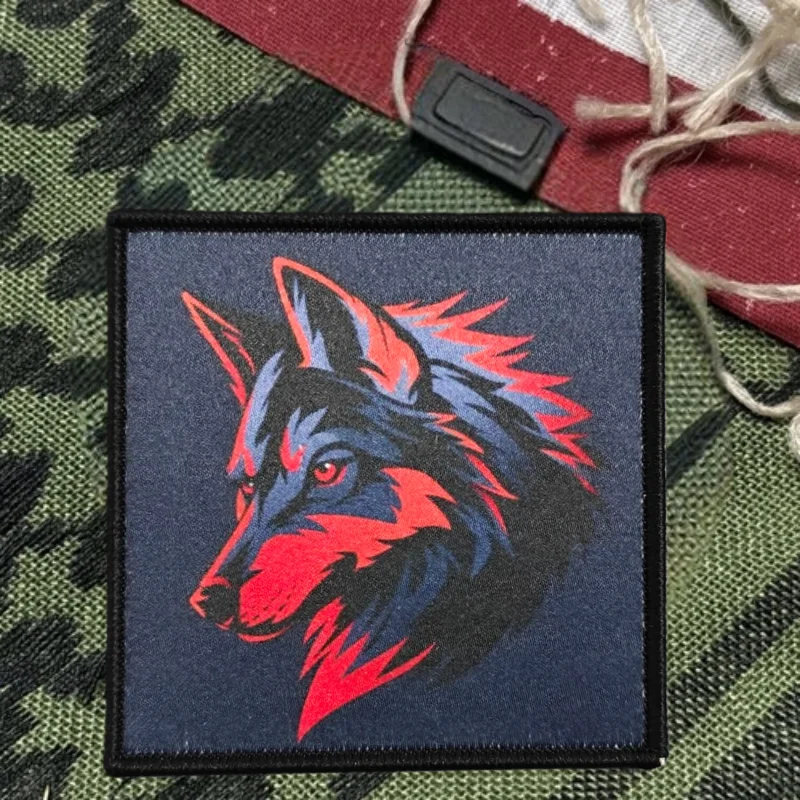 Parche con estampado militar "lobo", chaleco táctico, insignia de moral con gancho y bucle, pegatina decorativa para mochila, parches para brazalete para ropa - imagen 2