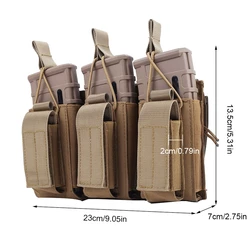 Bolsa Táctica Triple para Balas MOLLE AR M4 5.56/.223/ 9mm, Porta Balas Triple y Porta Cargador