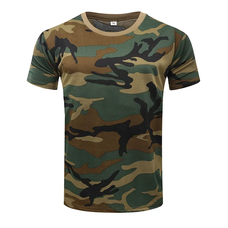 Camiseta de camuflaje 3D para hombre, ropa informal a la moda para actividades al aire libre, cuello redondo, manga corta, camisetas deportivas para exteriores de gran tamaño para verano y calle - imagen 5