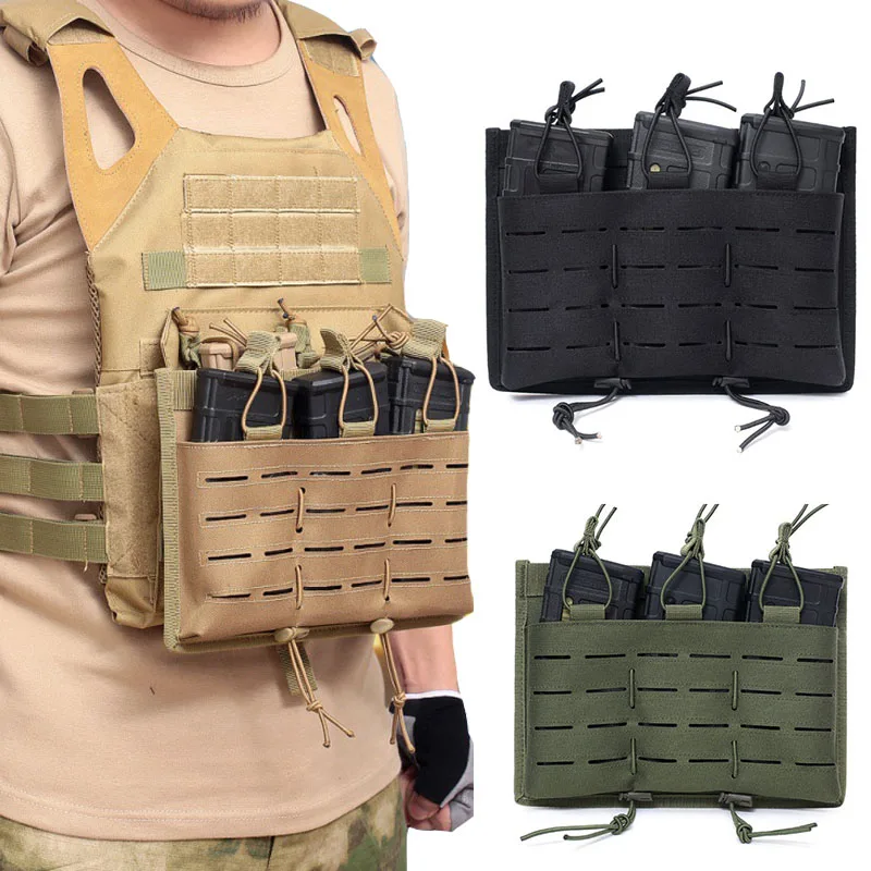 Bolsa táctica 5,56 para revistas, bolsa Triple de corte láser Molle Mag para AK 47 74 AR15 M4 Fast Mag Holser, accesorios de caza abiertos - imagen 2