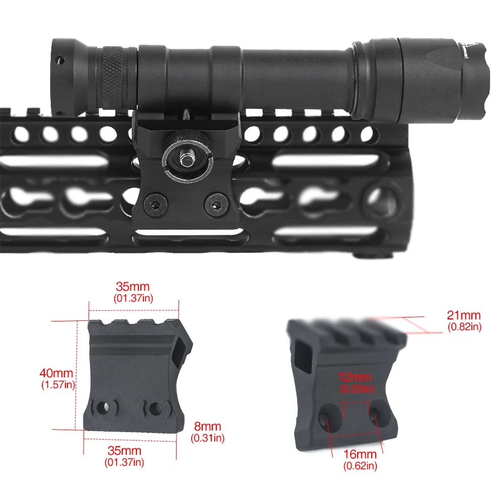 WADSN M600B M300B MINI Luz de explorador M600 M300 linterna con montaje en compensación de Metal, compatible con riel Picatinny MLOK KEYMOD lámpara de caza, 20mm - imagen 4