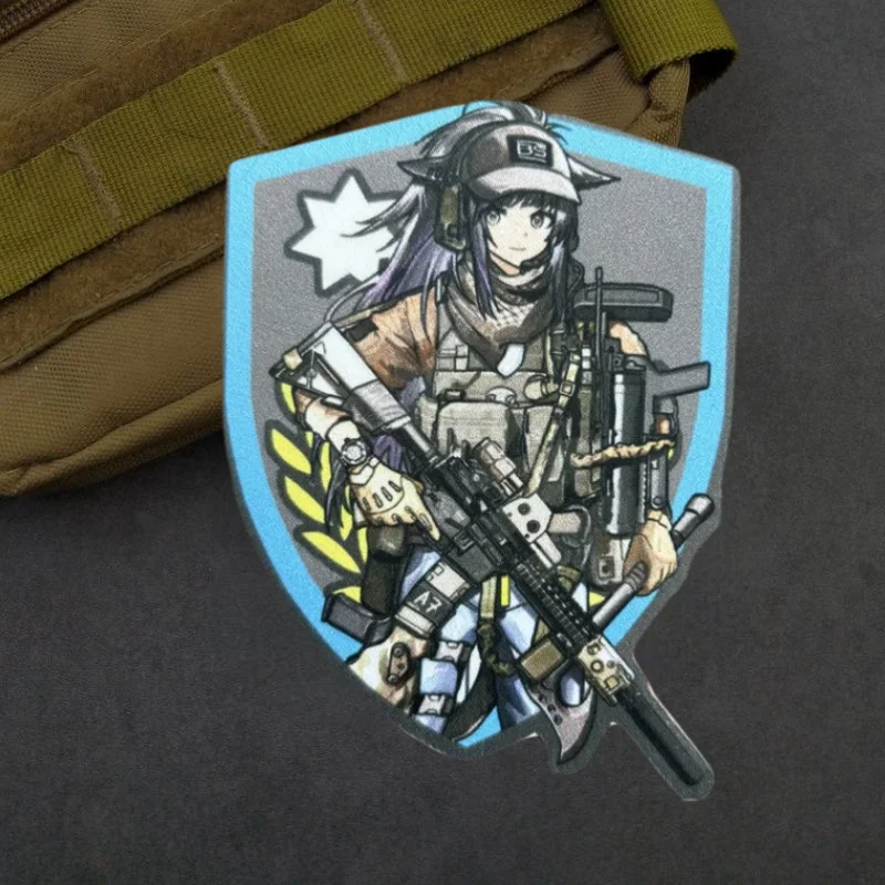 Parche de impresión de Anime Gun Girl, chaleco táctico, parches de gancho y bucle para ropa, insignia de moral militar, pegatinas para mochila, brazalete - imagen 5