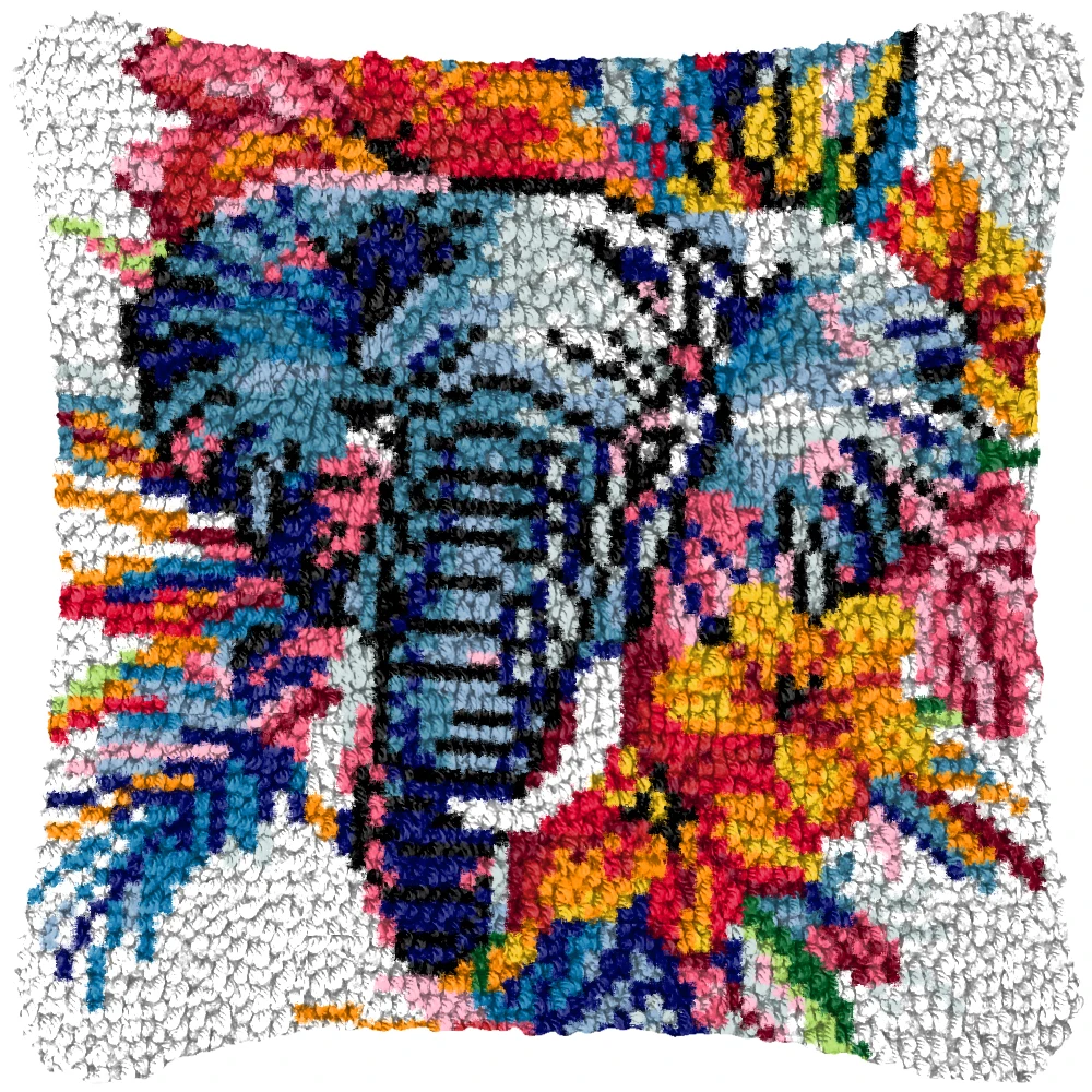 Alfombra de almohada de Reno de Navidad, funda de almohada bordada, Kits de enganche de pestillo de animales, alfombra de musgo, Kits de punto de cruz de vacaciones de alegría de lobo - imagen 3