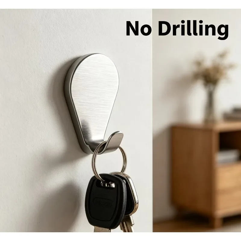 Gancho metálico individual sin perforaciones para pared y ropa