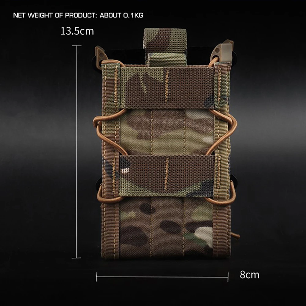 Bolsa táctica para revistas doble 5,56/7,62, tipo tigre, tamaño completo, Rifle de tiro de caza M4 AK AR15 MAG, bolsa con soporte, equipo de cinturón MOLLE - imagen 2