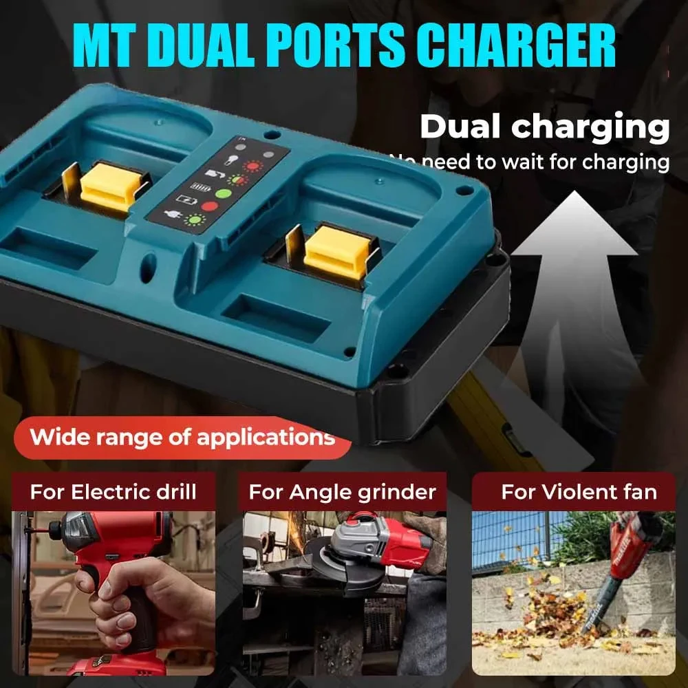 Herramienta eléctrica para batería de iones de litio Makita de 18V, repuesto de cargador doble DC18RD, enchufe UE/EE. UU./REINO UNIDO/AU - imagen 4