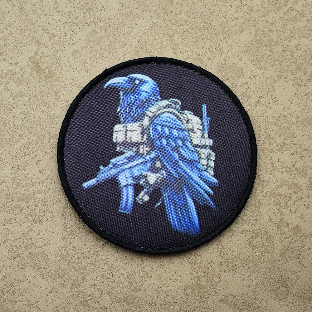 Animal military badges, fox, eagle, elephant, lion, shark printed magic patch cloth patches outdoor morale badge Hook & Loop - imagen 3