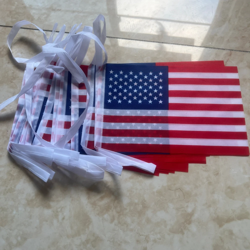 20 unids/set 14cm x 21cm bandera de EE. UU. América bandera de cuerda banderines americanos bandera de cuerda pequeña - imagen 3