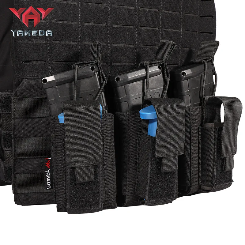 YAKEDA 9*5*2,4 pulgadas bolsa táctica para revistas MOLLE Triple revista caza al aire libre Paintball Mag cartucho accesorios bolsa - imagen 2