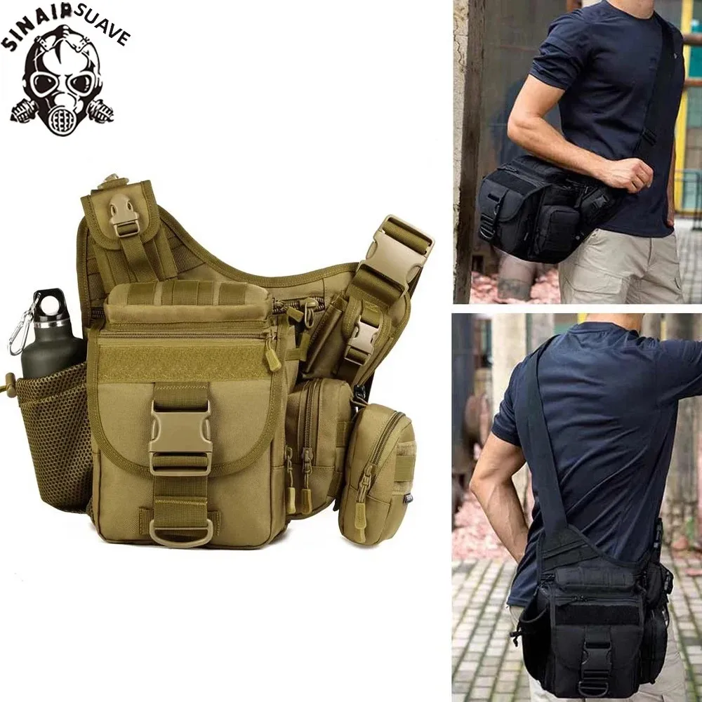 Bolsa de mensajero táctica para hombre, bolso para cámara al aire libre, bolso de hombro de camuflaje para acampar, pescar, senderismo, bolsas Molle