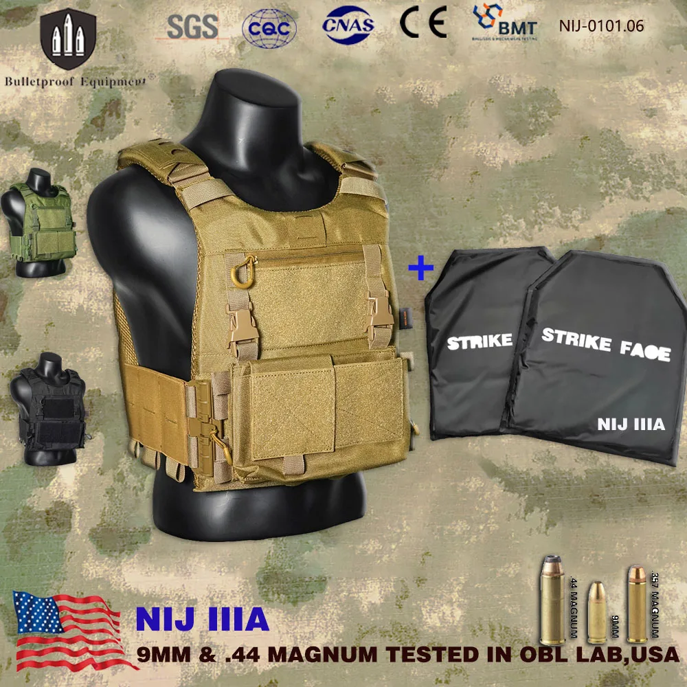 Chaleco antibalas Molle de seguridad táctico, portador de placa suave de liberación rápida, ligero, para exteriores, nivel Real NIJ IIIA.44mag - imagen 2