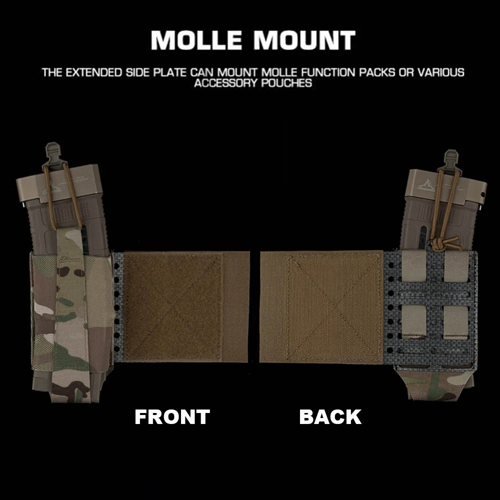 Portador de placa táctica, placa lateral extendida, adaptador de bolsa para revistas de Radio MOLLE, chaleco Airsoft de caza, Panel adaptador con hebilla de nailon - imagen 4