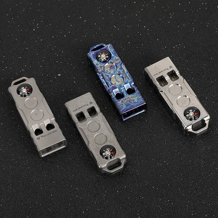 Brújula de aleación de titanio de 128dB, silbato de dos barras, silbato de alto decibelio para aventura de supervivencia en la naturaleza al aire libre - imagen 4