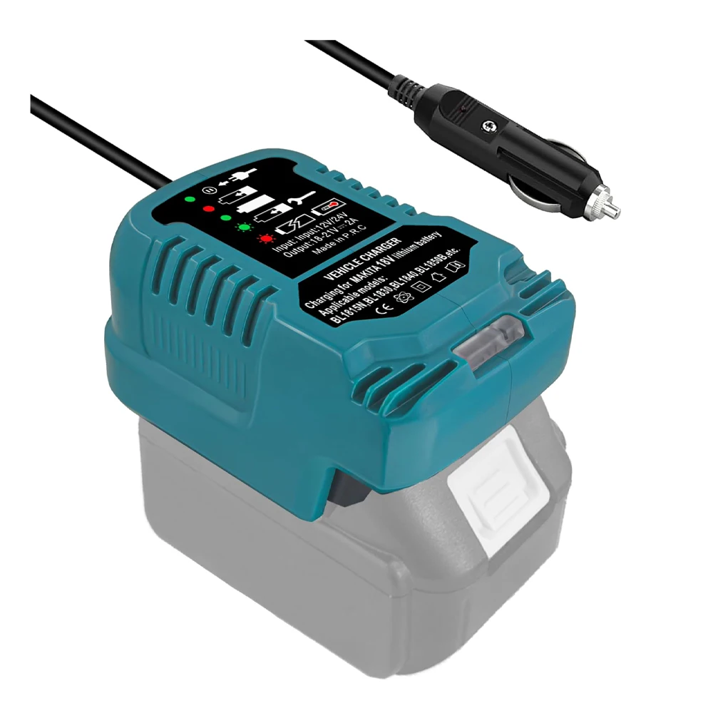 Mini cargador de coche compacto para Makitas/Milwaukee/Dewalt 18V 20V batería de iones de litio cargador de coche cargador de enchufe de encendedor de cigarrillos - imagen 3
