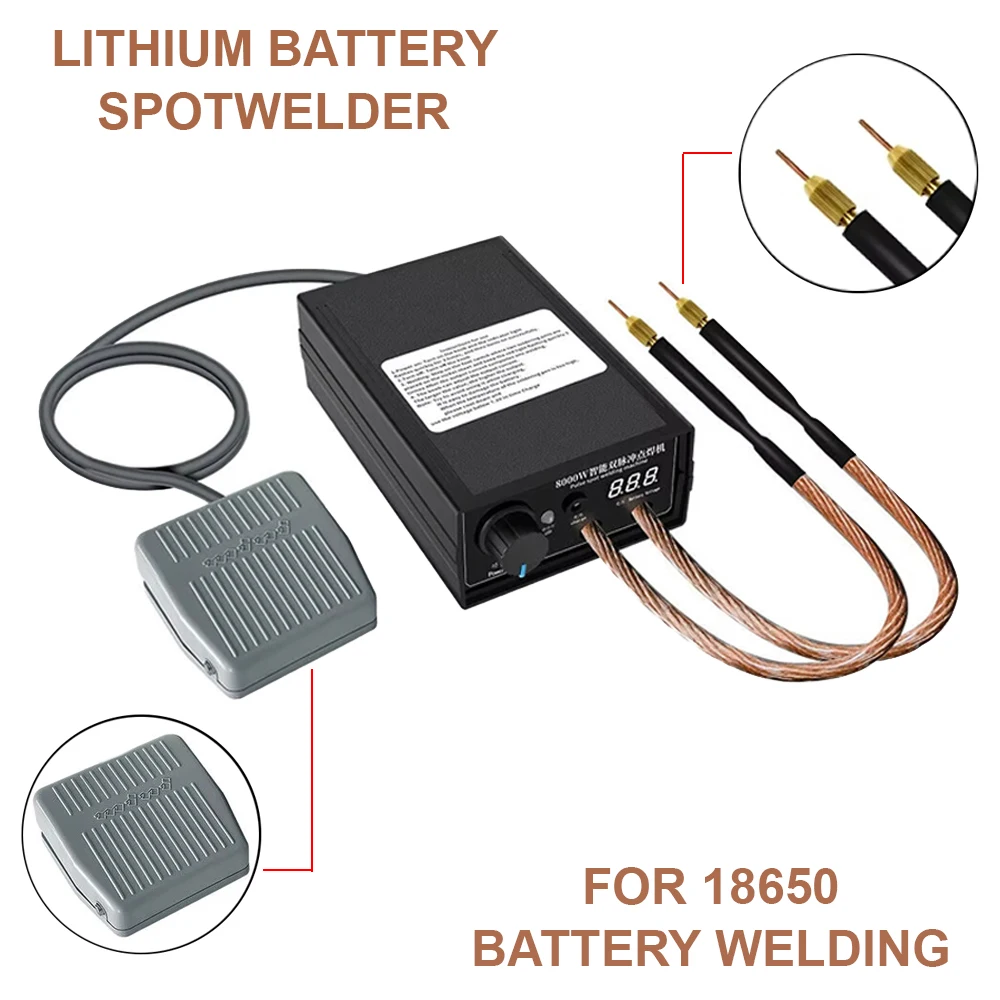 Kit de máquina soldadora por puntos de alta potencia de 8000W, paquete de batería 18650, herramientas de soldadura, máquina soldadora portátil, tira de níquel de 0,2 MM - imagen 3