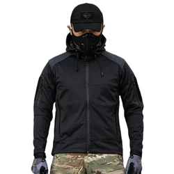 Chaqueta con capucha y forro acolchado a prueba de viento para hombre, chaqueta Softshell impermeable, abrigo, chaquetas tácticas de trabajo para senderismo, prendas de vestir, Anorak