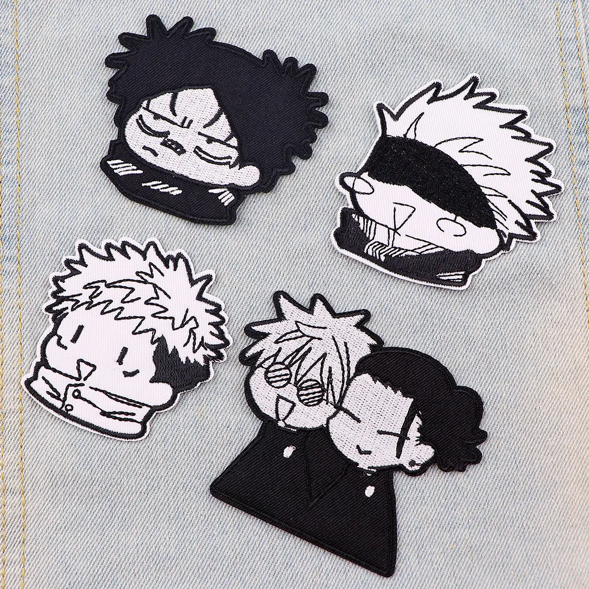 Parches bordados Gojo para ropa, pegatinas DIY, apliques de planchado, parches de Manga Anime para ropa, chaqueta, pantalones vaqueros, rayas - imagen 3