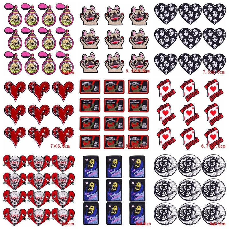 Parche bordado de Animal Punk para planchar en la ropa, parches termoadhesivos, insignia Fusible de calavera Grim Reaper, 10 piezas por lote