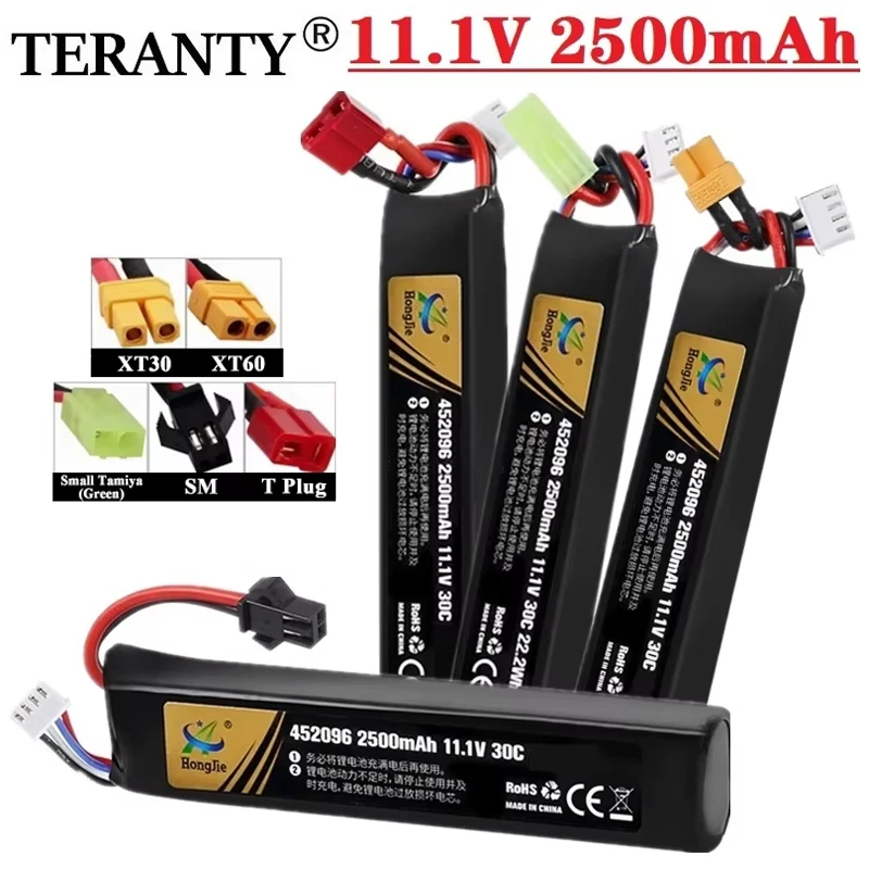 Batería Lipo de 11,1 V para pistola de agua Airsoft 11,1 V 3S 2500 mAh 30C 452096   Batería para Airsoft BB pistola de aire juguetes eléctricos piezas de pistolas