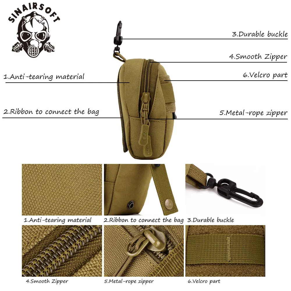 SINAIRSOFT-bolsa táctica Molle para teléfono de 4,5 pulgadas para hombre, Mini bolsa de herramientas para exteriores, kit de herramientas para deporte, Camping, senderismo, accesorios - imagen 3