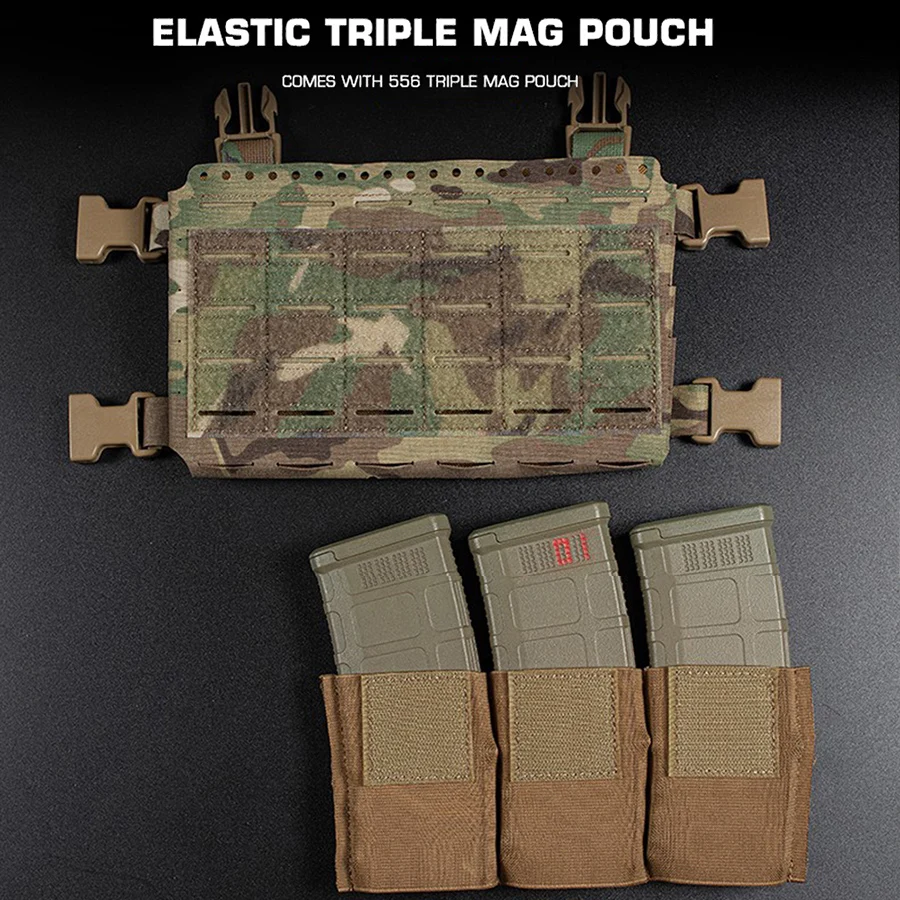 Airsoft-chaleco táctico MK5, equipo militar para el pecho, bolsa Triple para revistas, sistema Molle, para caza, portador de placa, 5,56 - imagen 4