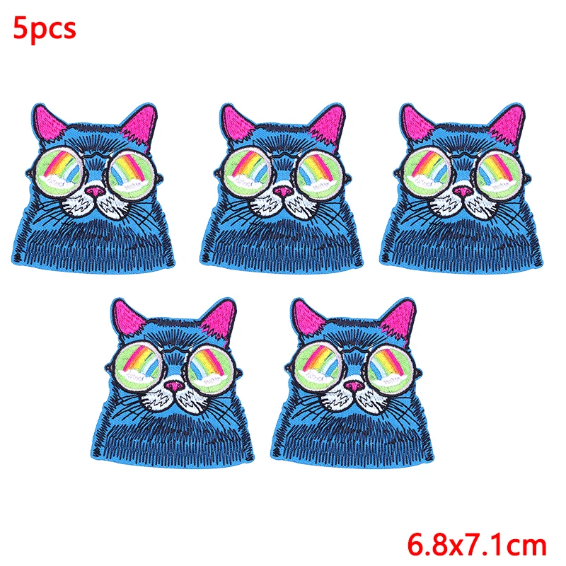 5 unids/lote parche bordado de animales Punk parches para planchar para ropa parches termoadhesivos en ropa parche de Hip Hop para ropa - imagen 2