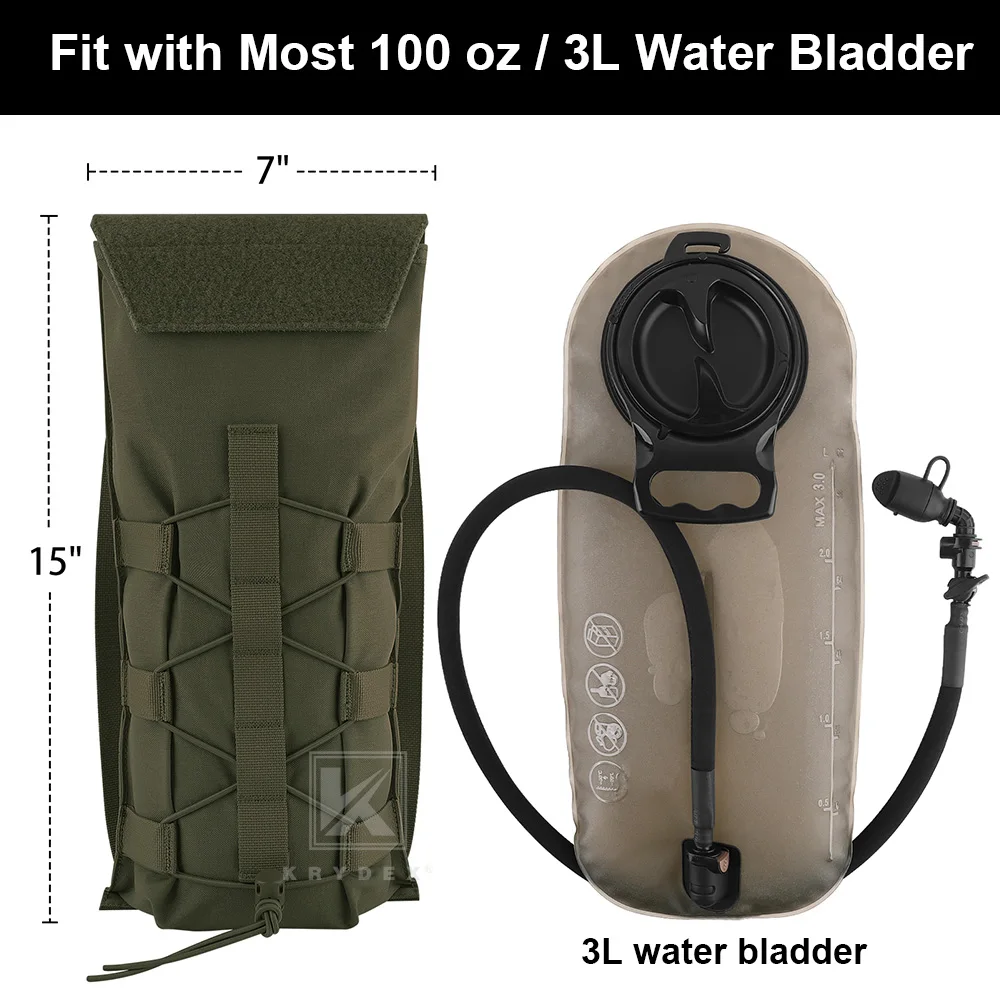 KRYDEX 500D bolsa táctica de hidratación de 100 oz bolsa portadora MOLLE bolsa Modular 3L bolsa para vejiga de agua accesorios de caza al aire libre - imagen 5