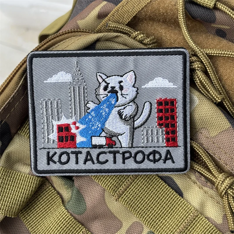 Parche bordado de gato y Animal táctico para ropa, insignias de moral militar con gancho, parches, pegatinas para mochila - imagen 3