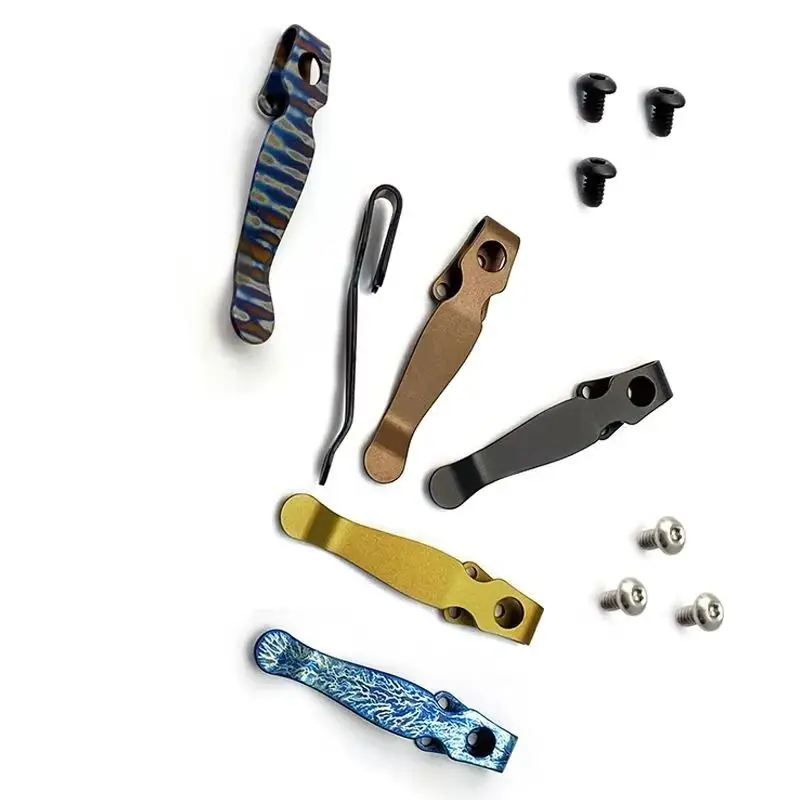Cuchillo de 6 colores, Clip de titanio para transporte profundo, abrazadera trasera de cintura con tornillos para cuchillo Spyderco Shaman C229, piezas de repuesto - imagen 3