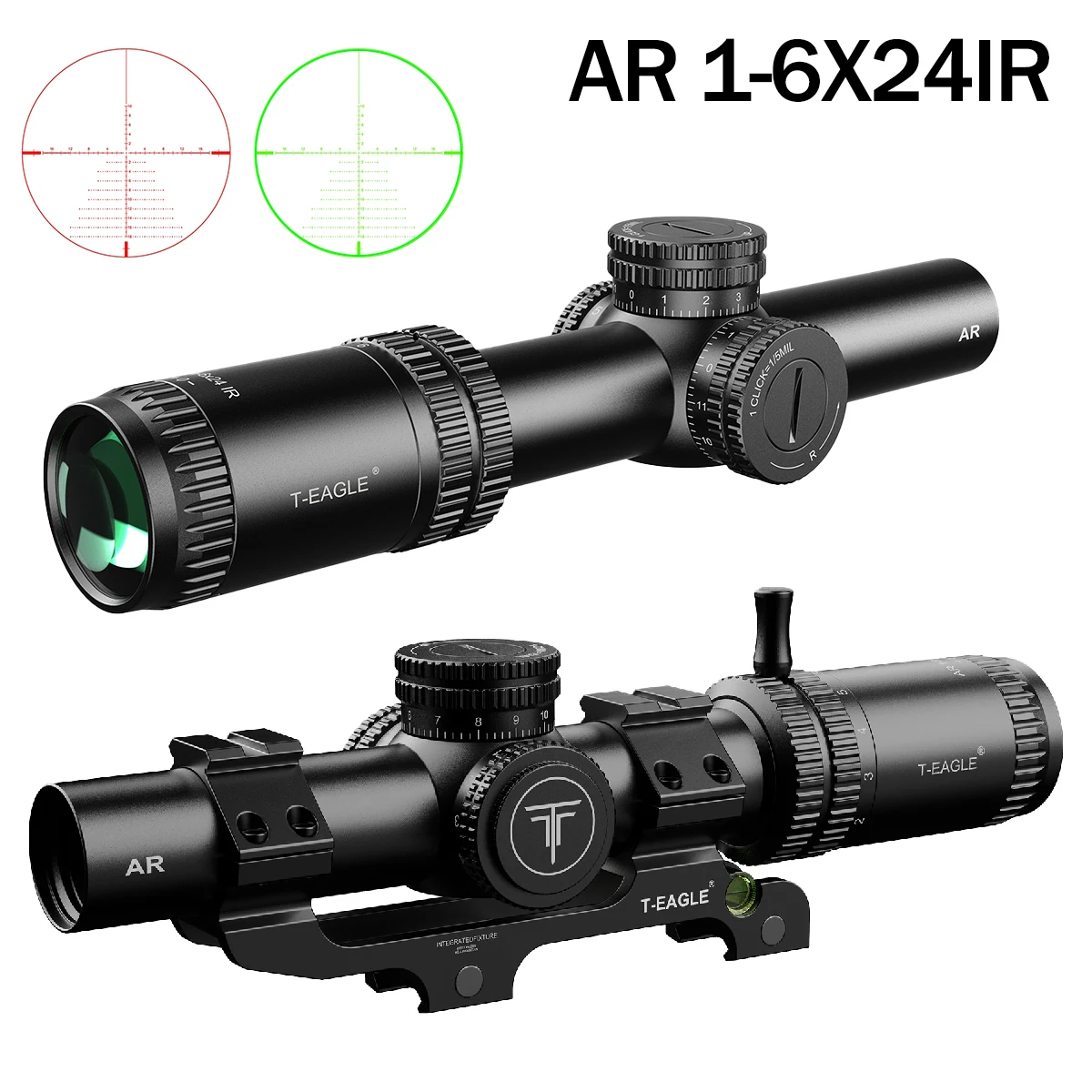 T-EAGLE AR1-6X24IR RifleScope táctico LPVO Airsoft óptica vista verde rojo iluminado caza Airsoft alcance 11mm/20mm montaje
