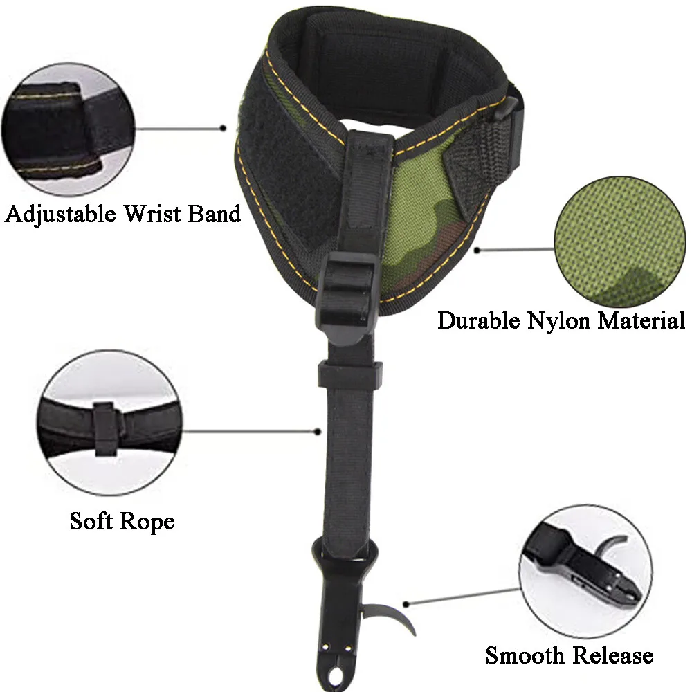 1 pieza 360 °   Mandíbulas giratorias para tiro con arco, herramienta de ayuda para liberar arco compuesto, correa de muñeca de lona, arco compuesto, tiro, accesorios para objetivo de caza - imagen 2