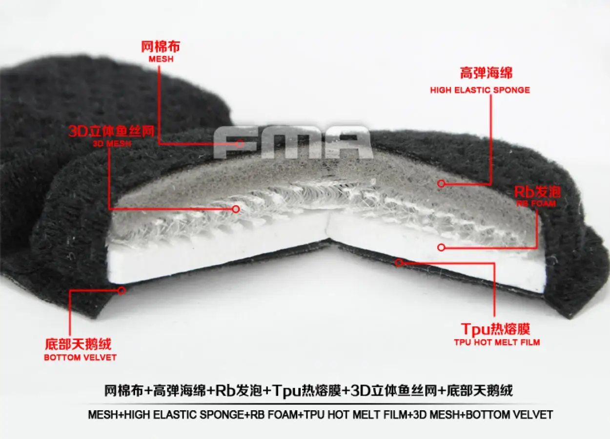 FMA almohadilla protectora para casco, forro de suspensión y espuma viscoelástica para casco balístico rápido M/L/XL - imagen 4