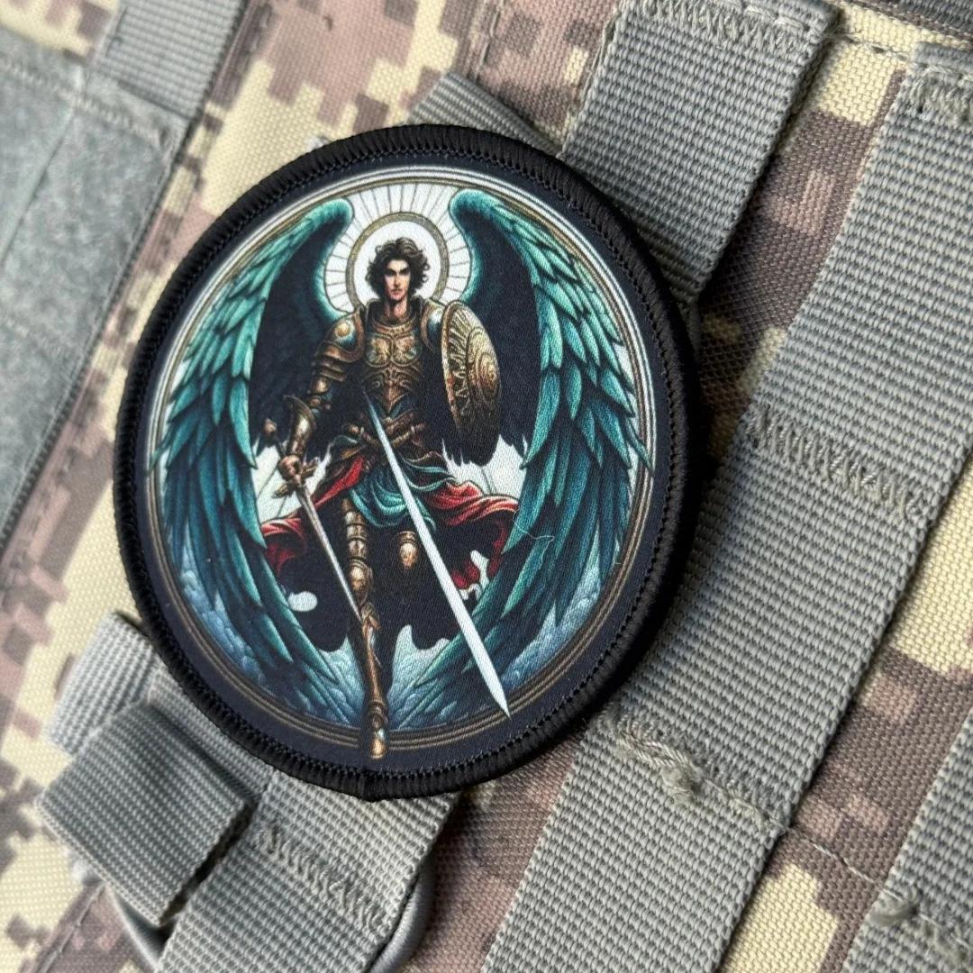 Parche del ejército de moral táctica Chevron "Arcángel Michael", brazalete militar, parches de gancho y bucle bordados para pegatina de mochila - imagen 4