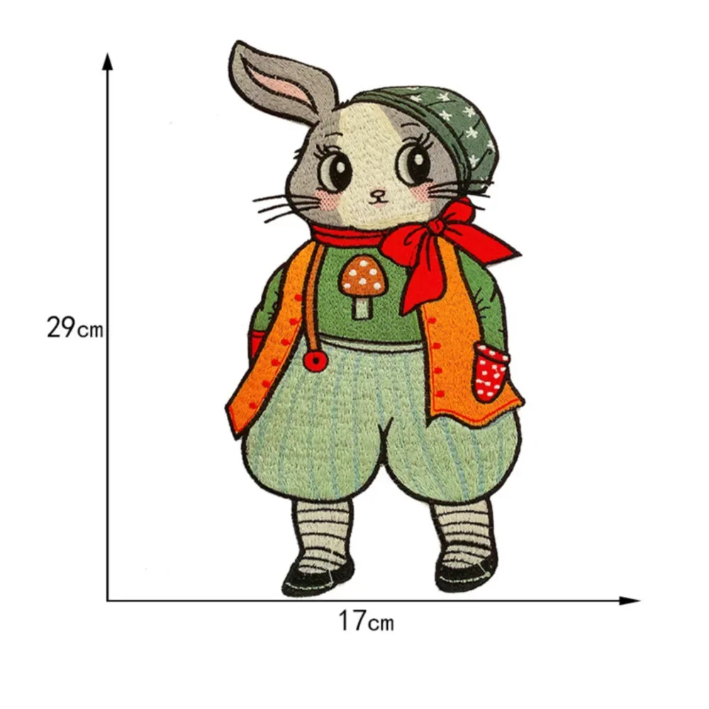 Parches bordados de conejo de dibujos animados grandes, apliques de ropa para coser, pegatinas decorativas de animales lindos en chaquetas, parche cosido en camiseta - imagen 5