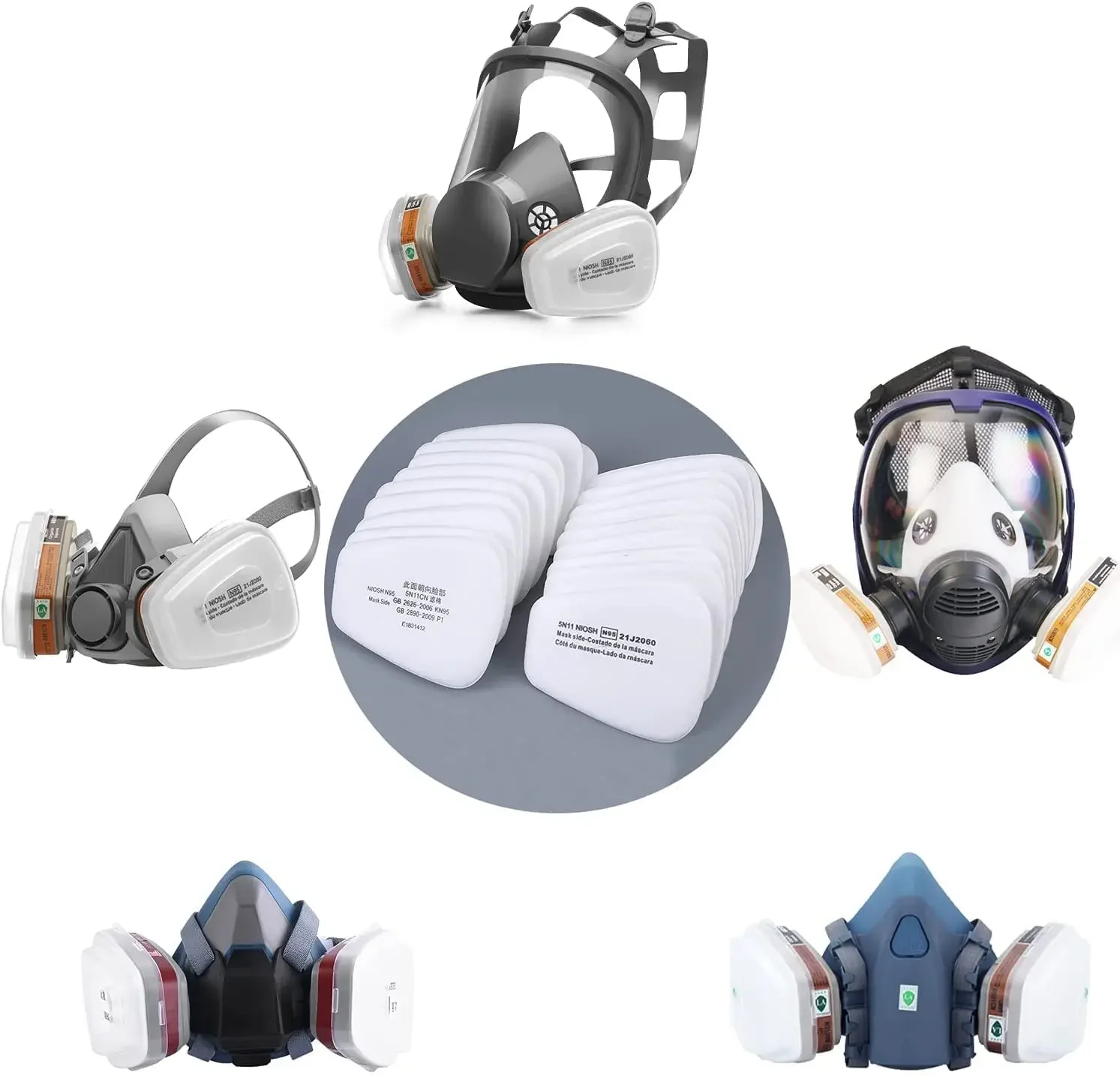 Filtros de algodón industriales 5N11, cubierta 501 reemplazable para 3M 6200/7502/6800, máscara a prueba de polvo de Gas, accesorios para respirador - imagen 2