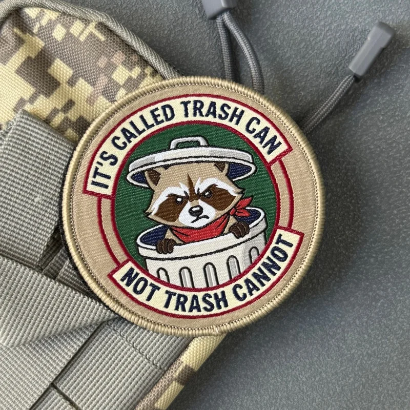 Parche táctico bordado morale mapache con velcro bote basura - imagen 4