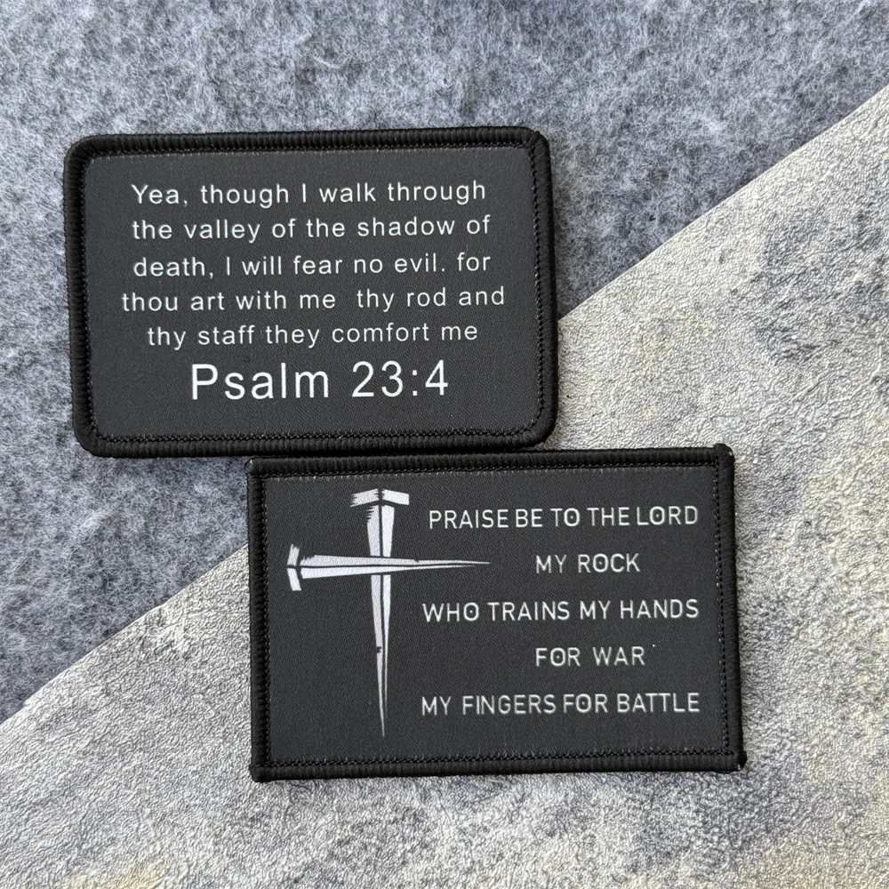 Parche táctico de la Cruz de Jesús moral, emblema militar, versículos de la Biblia, parches de gancho y bucle impresos, pegatinas para mochila y ropa - imagen 3