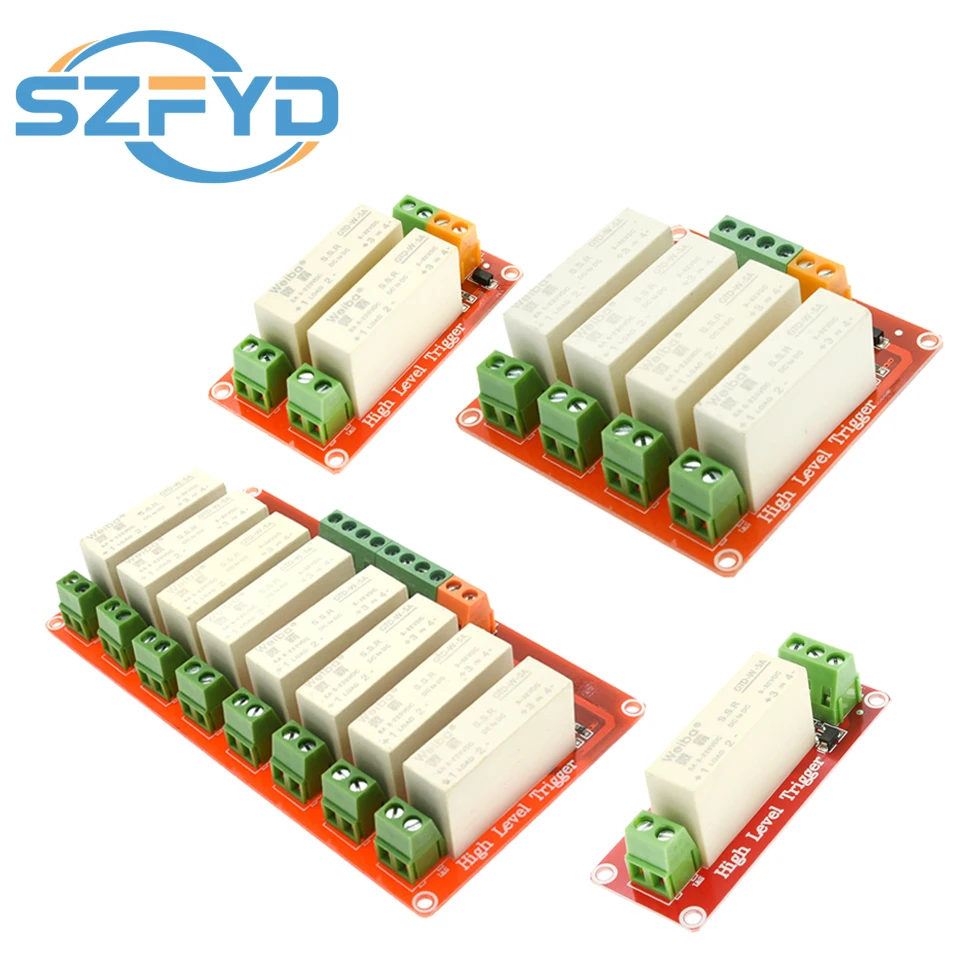 Módulo de relé de estado sólido CC de 1/2/4/8 canales Disparador de alto nivel 5A para control industrial PLC Arduino