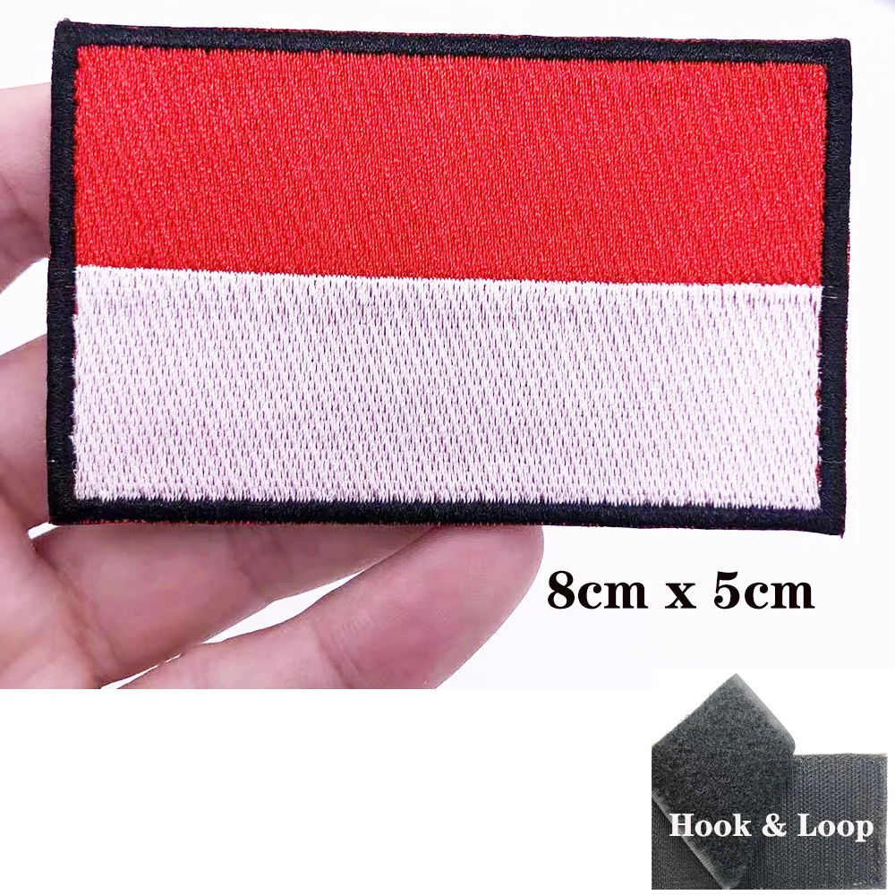 1 unidad de parches de bandera indonesia, brazalete, parche bordir, gancho, pendiente dan, setrika pada bordir lencana, tira militer - imagen 3