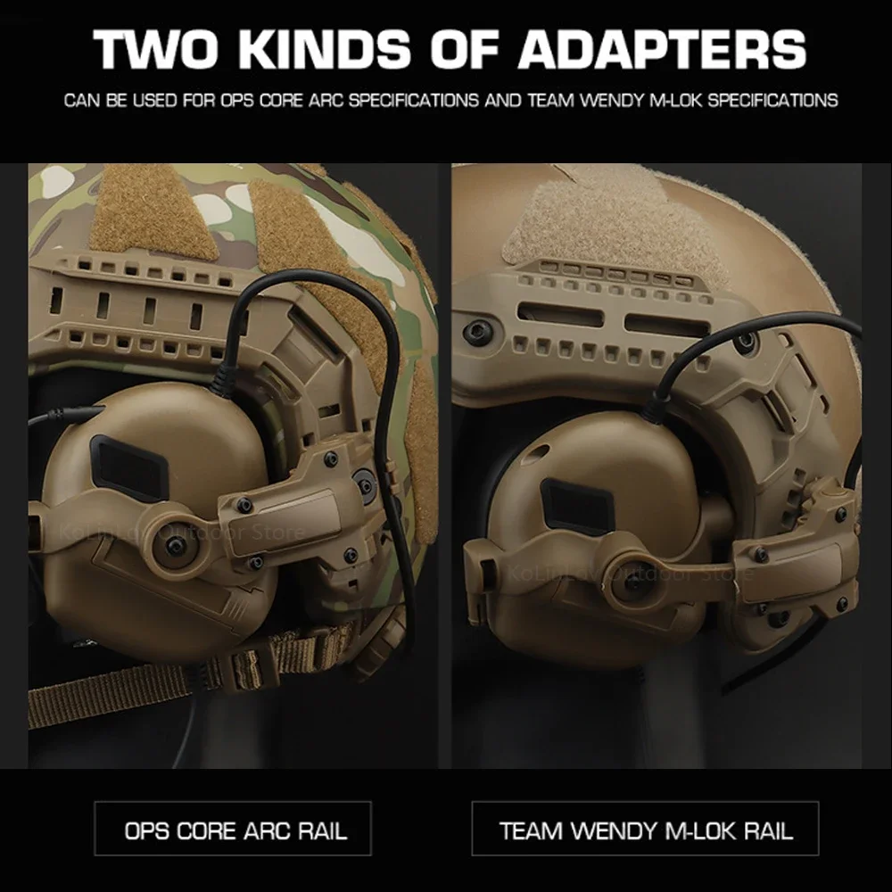 Auriculares tácticos GEN 5, auriculares militares para caza y tiro con cancelación de ruido para casco rápido, auriculares de arco OPS Wendy M-LOK - imagen 3