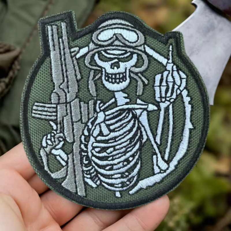 Parche bordado esqueleto Chevron para chaleco táctico insignia moral