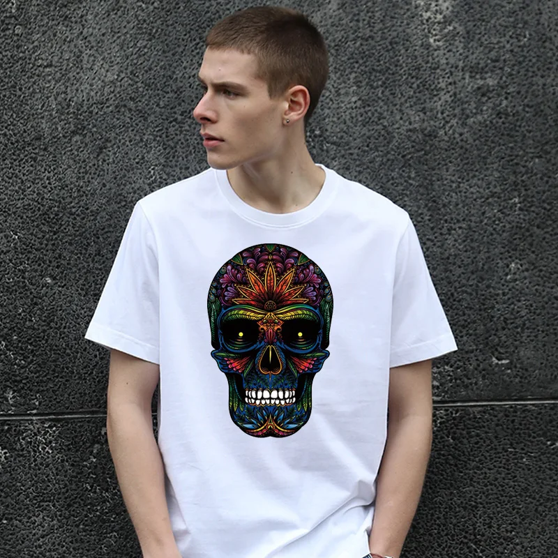 Transferencia Térmica de calaveras coloridas/mariposa Punk, transferencia térmica, esqueleto divertido, transferencia de hierro para ropa, pegatinas DIY para camisetas - imagen 3