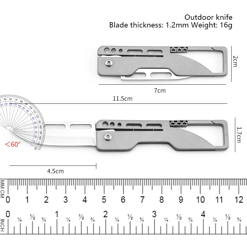 Mini cuchillo de bolsillo de transporte EDC de titanio, llavero colgante, cuchillo plegable, cuchillo de fruta portátil, cuchillo de mensajería de desembalaje - imagen 4
