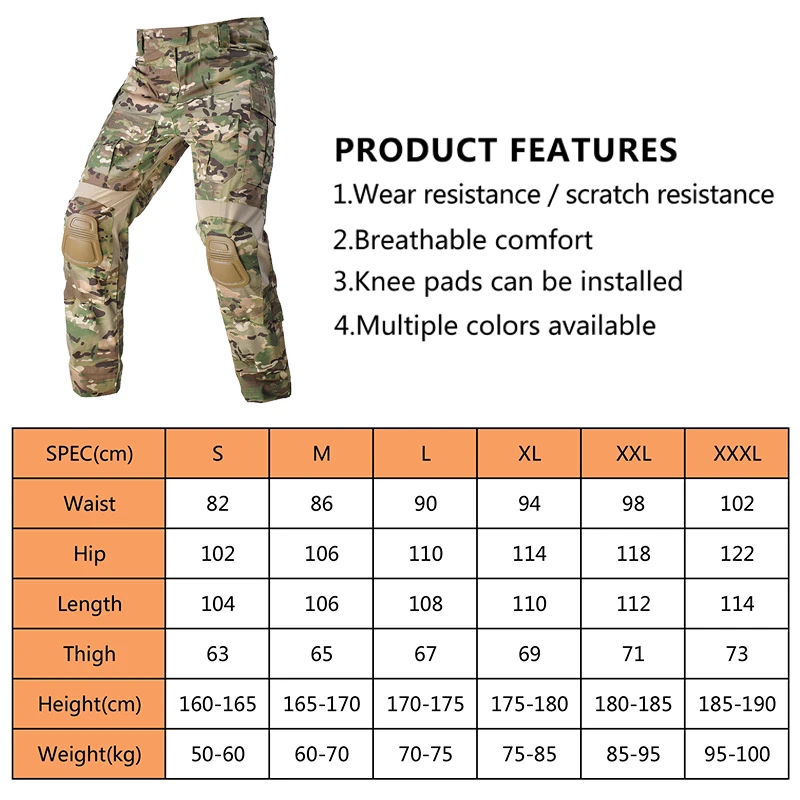 HAN WILD G3-Pantalones tácticos de combate para hombre, ropa de pesca, Airsoft, caza, Paintball, pantalones de camuflaje, ropa de senderismo - imagen 3