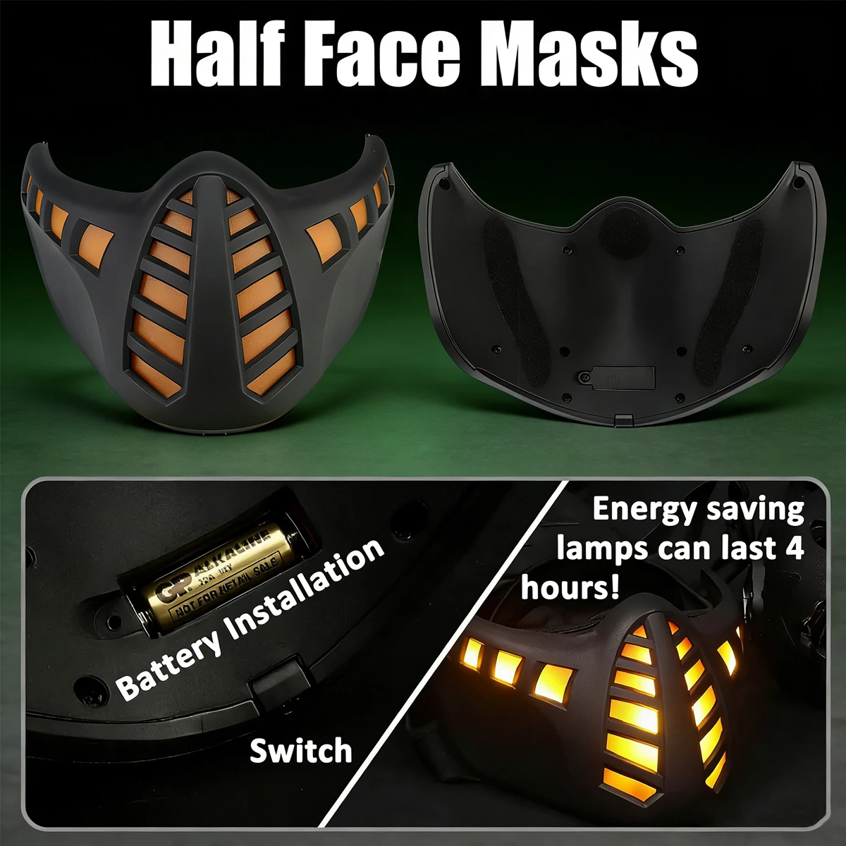 Conjunto de casco táctico Airsoft con máscara facial LED Cyber Punk, auriculares de comunicación, gafas con tapa, linterna para Paintball - imagen 3