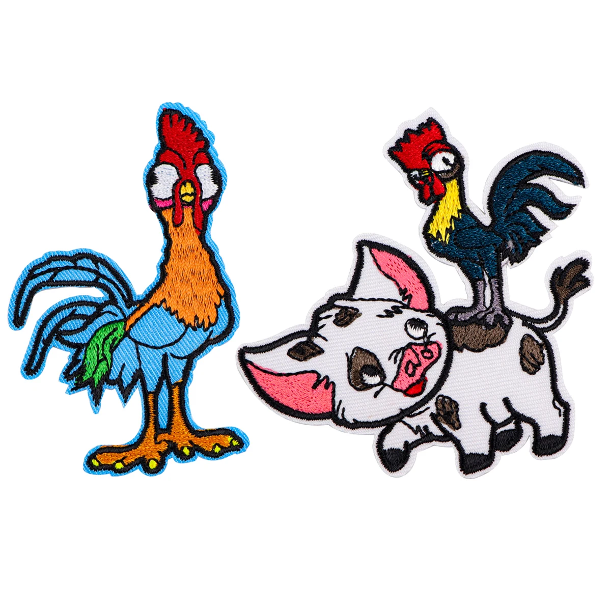 Parche bordado divertido de pollo y cerdo, parches termoadhesivos de dibujos animados para planchar para ropa, insignias para coser DIY - imagen 5
