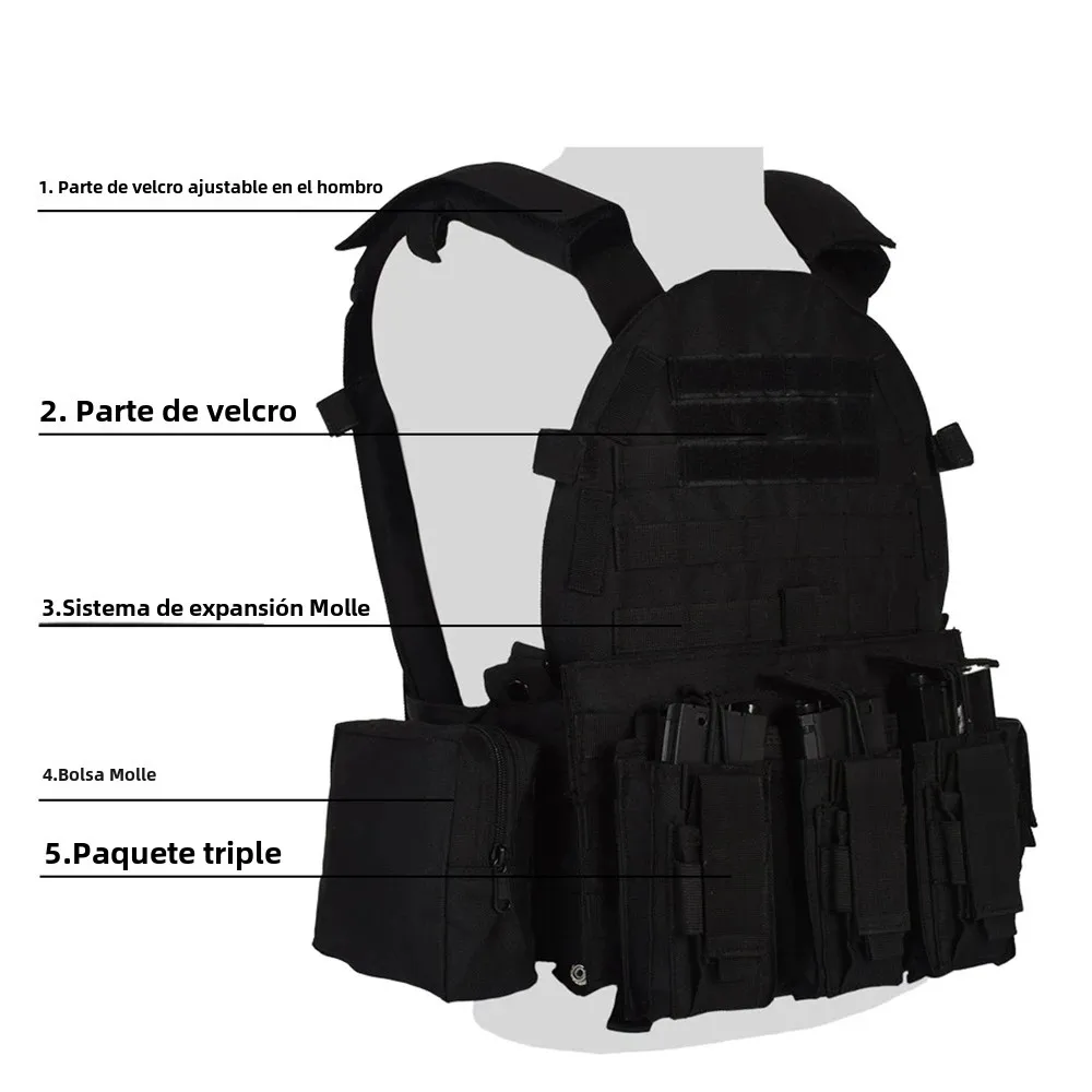 SINAIRSOFT-Chaleco táctico Airsoft para caza al aire libre, asalto Cs, ejército militar Molle, bolsa para revistas de combate, chaleco corporal - imagen 5