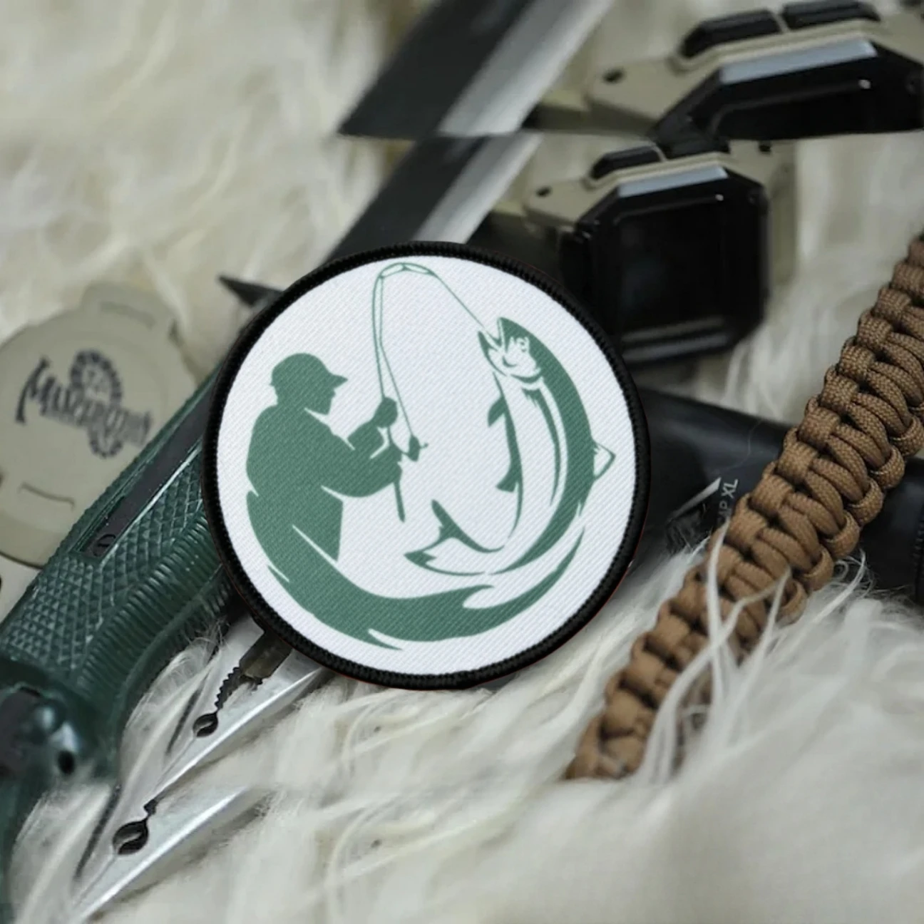 Parche de pesca para moral táctica, apliques personalizados, emblema del ejército militar, pegatina para mochila, parches de gancho y bucle impresos, ropa